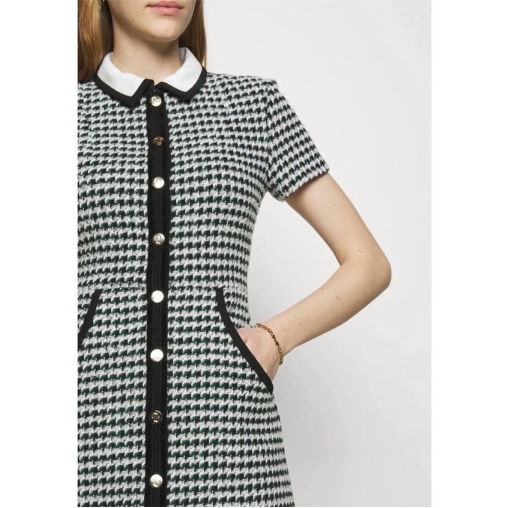 NWT: $445 MAJE “Renaga” Tweed Collared Mini Dress, Size 36 (XS) 💚🖤
